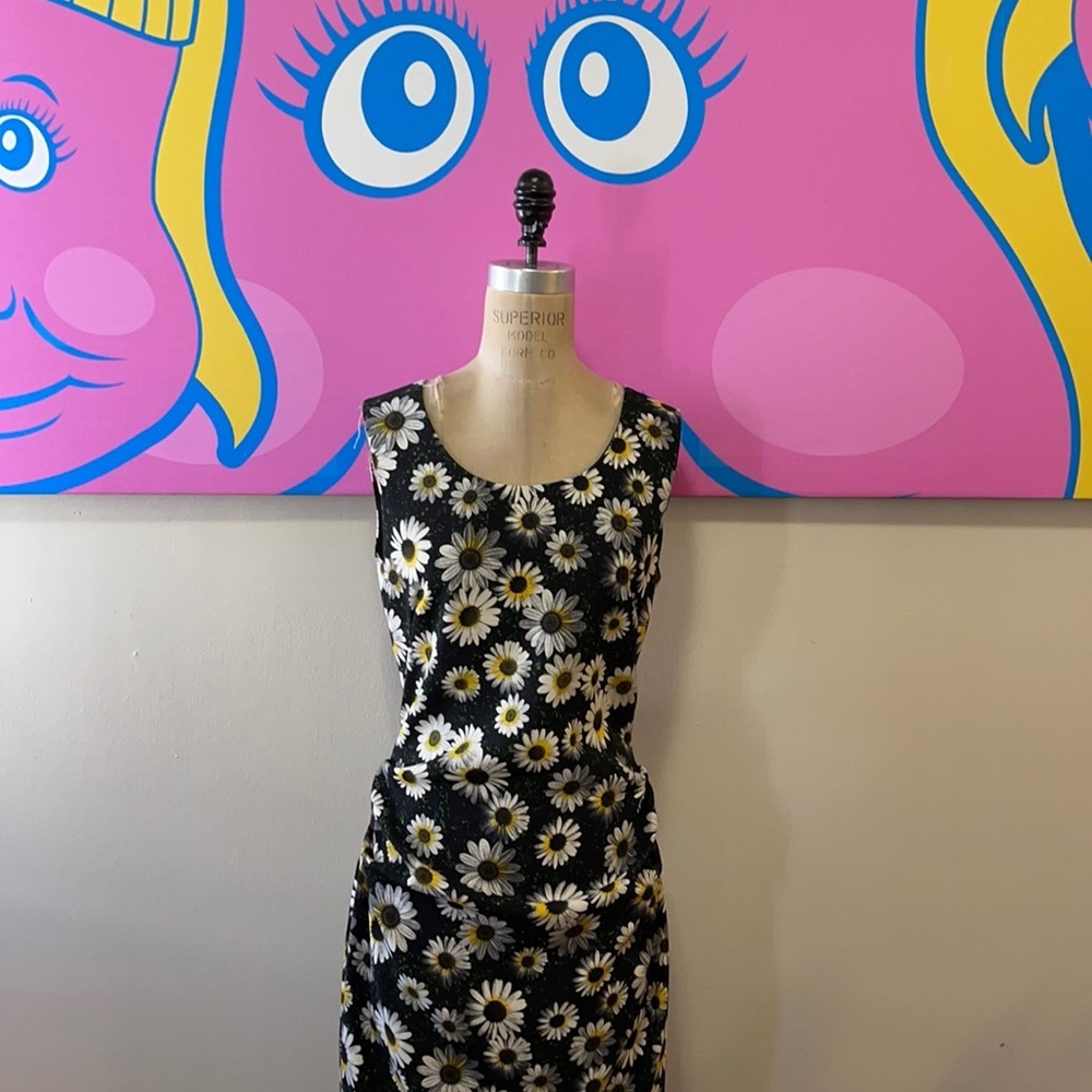 Moschino Cheap Chic Black Yellow Daisy Dress